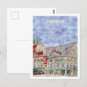 Dornbirn Austria Famous Travel Watercolor Sketch Postcard