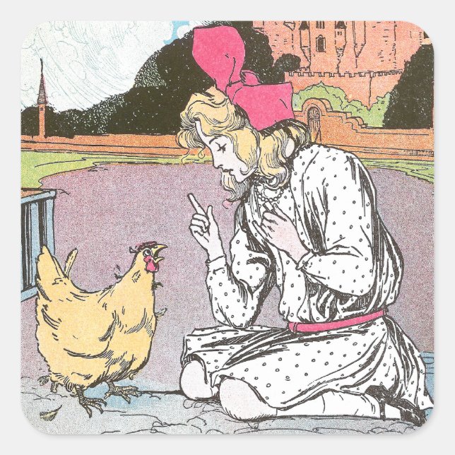 Dorothy Frees the Yellow Hen Square Sticker (Front)
