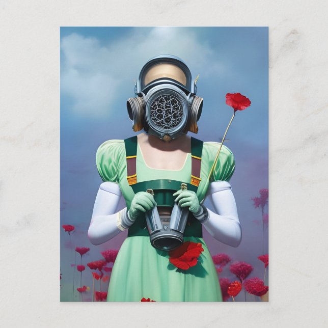 Dorothy in a Gas Mask in the Poppies Postcard (Front)