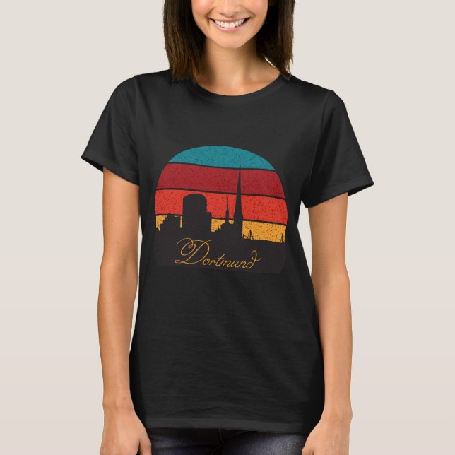 Dortmund Germany Church Skyline Retro Travel T-Shirt (Front)