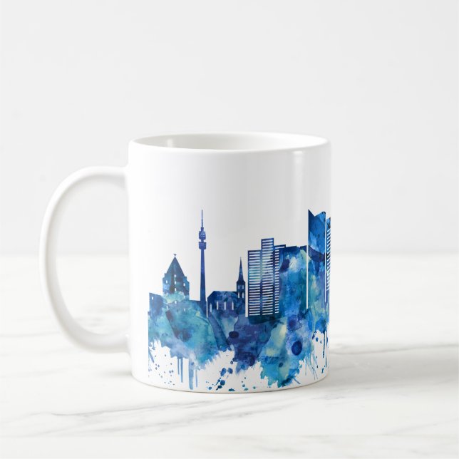 Dortmund Germany Skyline Blue Coffee Mug (Left)
