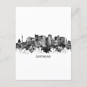 Dortmund Germany Skyline BW Invitation Postcard
