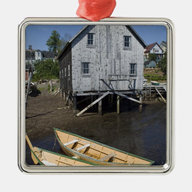 Dory builder,Lunenburg, Nova Scotia, Canada Metal Tree Decoration (Front)