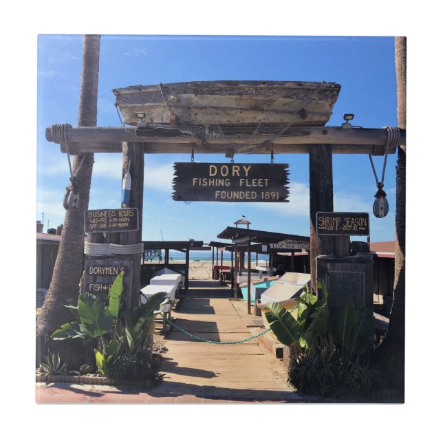 Dory Fishing Fleet, Newport Beach, California Ceramic Tile (Front)