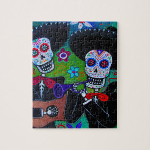 Dos Amigos Dia de los Muertos Mariachi Jigsaw Puzzle