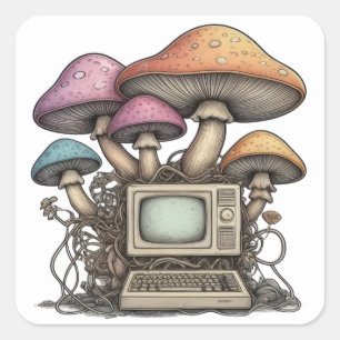 DOS Mushrooms Square Sticker
