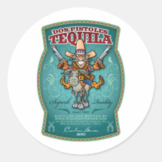 Dos Pistoles Tequila Classic Round Sticker