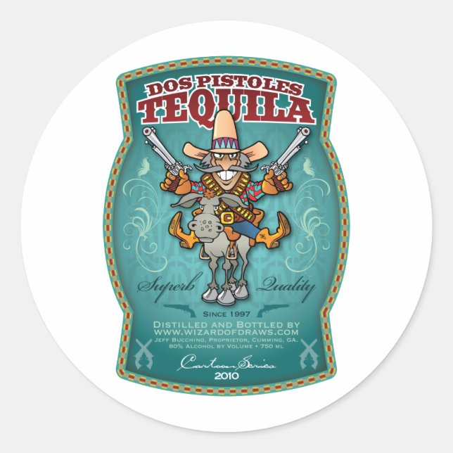 Dos Pistoles Tequila Classic Round Sticker (Front)