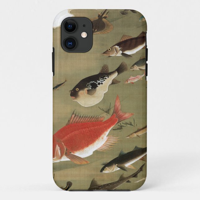 Doshoku Sai-e (28) Group of Fish Paintings, Jakuch Case-Mate iPhone Case (Back)