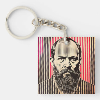 Dostoevsky in BAUHAUS optical illusion style Key Ring