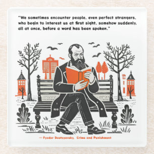 Dostoevsky reading a book Design Glass Coaster