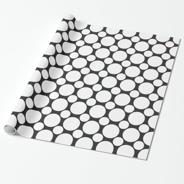 Dot 2 Black and White Wrapping Paper (Unrolled)