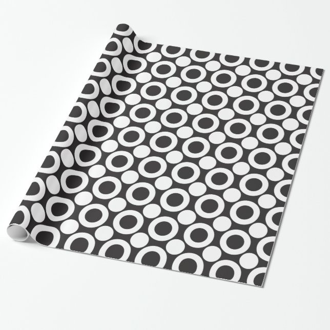 Dot 3 Black and White Wrapping Paper (Unrolled)