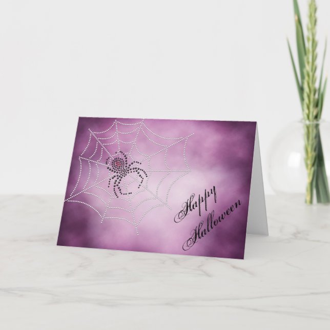 Dot Art Black Widow Spider in Web Card (Front)