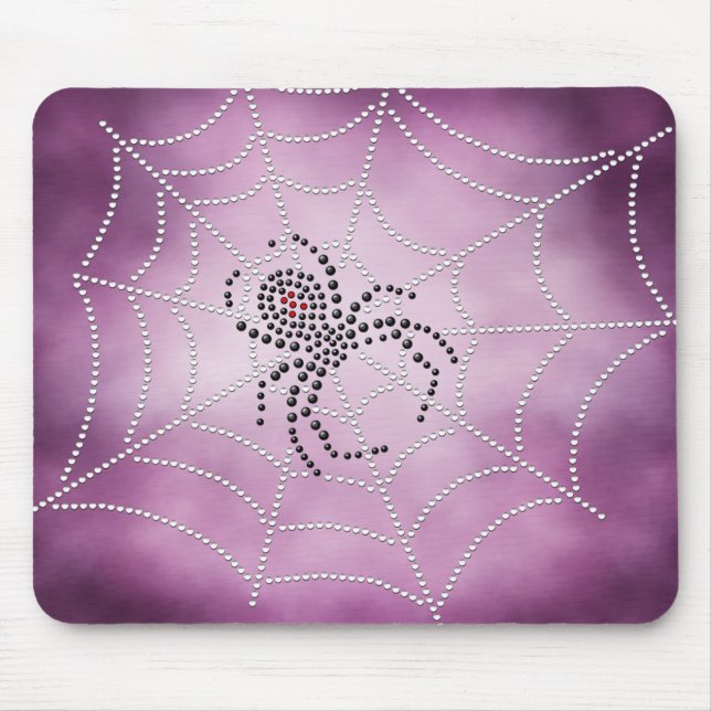Dot Art Black Widow Spider in Web Mouse Pad (Front)