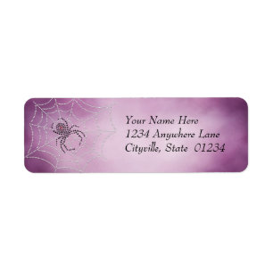 Dot Art Black Widow Spider in Web Return Address Label