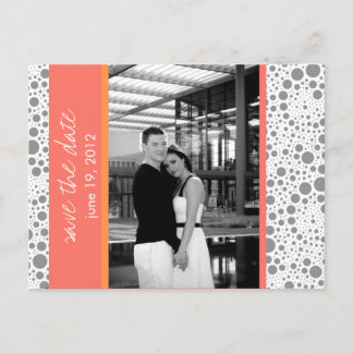 Dot & Block- Custom Save the Date- Coral Tangerine Announcement Postcard