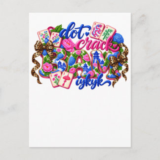 Dot Crack Bam Funny Mahjong Pink Blue Chinoiserie Postcard
