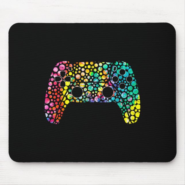 Dot Day Gamers Boy Game Controller Colourful Polka Mouse Pad (Front)