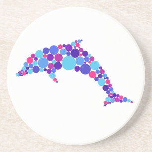 Dot Dolphin Colorfull Abstract Sea Animal Coaster
