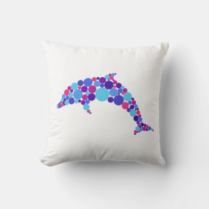 Dot Dolphin Colorfull Abstract Sea Animal Cushion