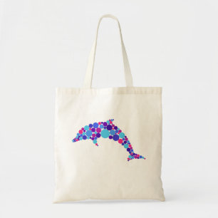 Dot Dolphin Colorfull Abstract Sea Animal Tote Bag