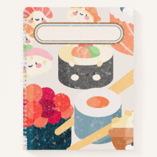 Dot Grid Spiral Notebook Sushi Design