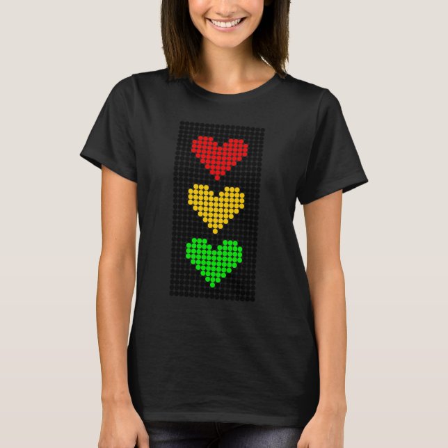 Dot Heart Stoplight Traffic Signal Stop Caution Go T-Shirt (Front)