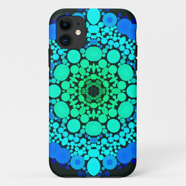 Dot Mandala Flower Blue and Green Case-Mate iPhone Case (Back)