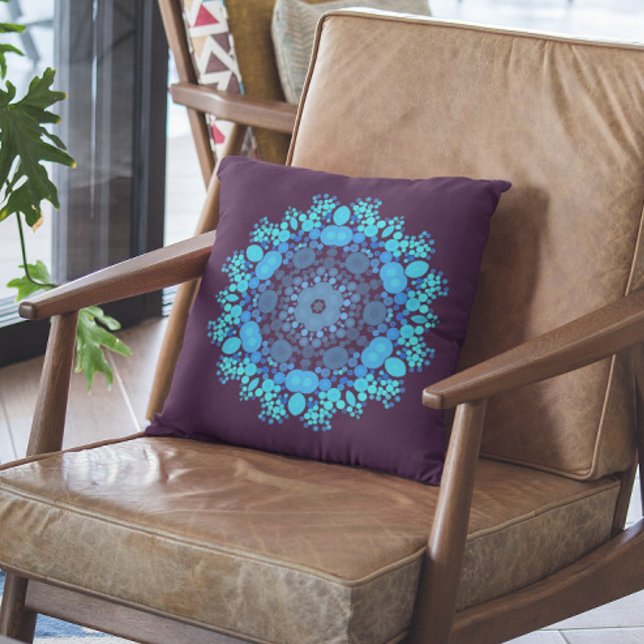 Dot Mandala Flower Blue and Purple Cushion (Creator Uploaded)