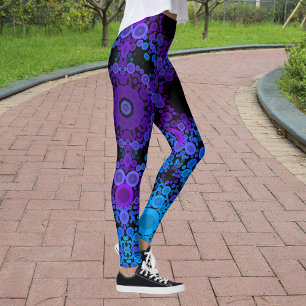 Dot Mandala Flower Blue and Purple Leggings