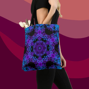 Dot Mandala Flower Blue and Purple Tote Bag