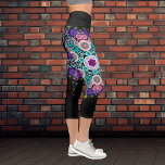 Dot Mandala Flower Blue Green and Pink Capri Leggings<br><div class="desc">This groovy mandala features blue,  pink,  and green and was inspired by paint dot mandalas. Trippy geometric patterns for the modern hippie!</div>