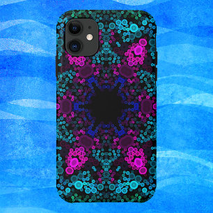 Dot Mandala Flower Blue Green and Pink iPhone 11 Case