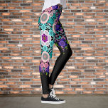 Dot Mandala Flower Blue Green and Pink Leggings<br><div class="desc">This groovy mandala features blue,  pink,  and green and was inspired by paint dot mandalas. Trippy geometric patterns for the modern hippie!</div>