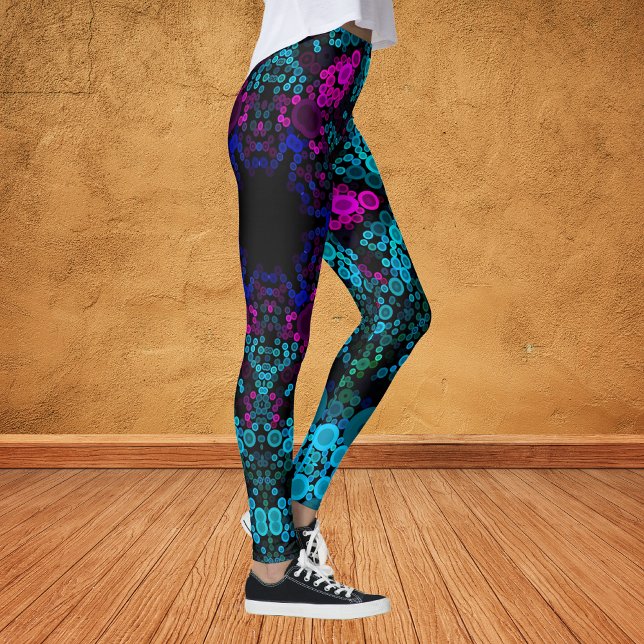 Dot Mandala Flower Blue Green and Pink Leggings (Creator Uploaded)