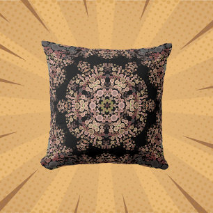Dot Mandala Flower Brown and Grey Cushion