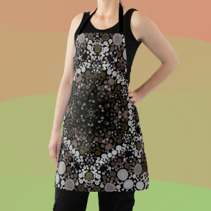 Dot Mandala Flower Brown and White Apron