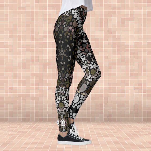 Dot Mandala Flower Brown and White Leggings (Creator Uploaded)