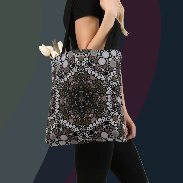 Dot Mandala Flower Brown and White Tote Bag (Creator Uploaded)