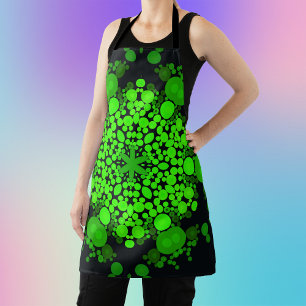 Dot Mandala Flower Green and Black Apron
