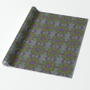 Dot Mandala Flower Green Purple and Orange Wrapping Paper