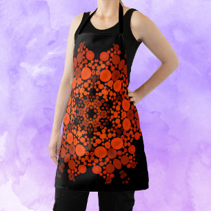 Dot Mandala Flower Orange and Black Apron