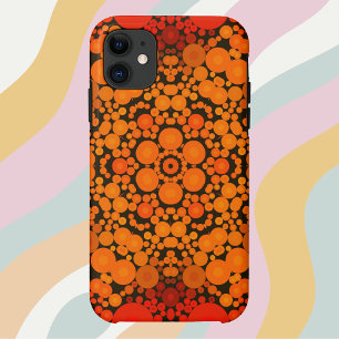Dot Mandala Flower Orange and Black iPhone 11 Case