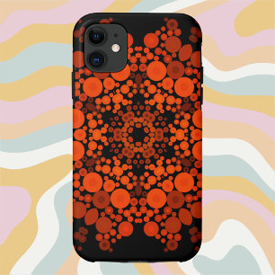 Dot Mandala Flower Orange and Black iPhone 11 Case