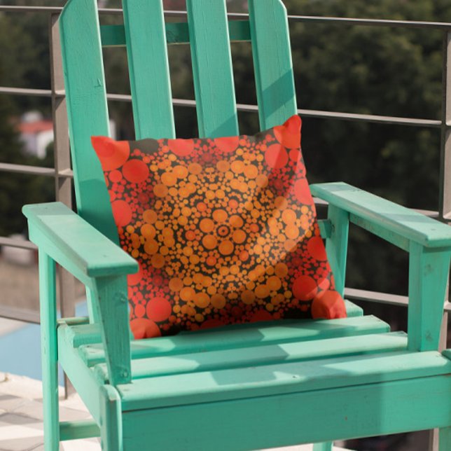 Dot Mandala Flower Orange and Black Cushion (Creator Uploaded)