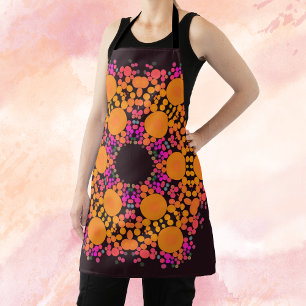 Dot Mandala Flower Orange and Pink Apron
