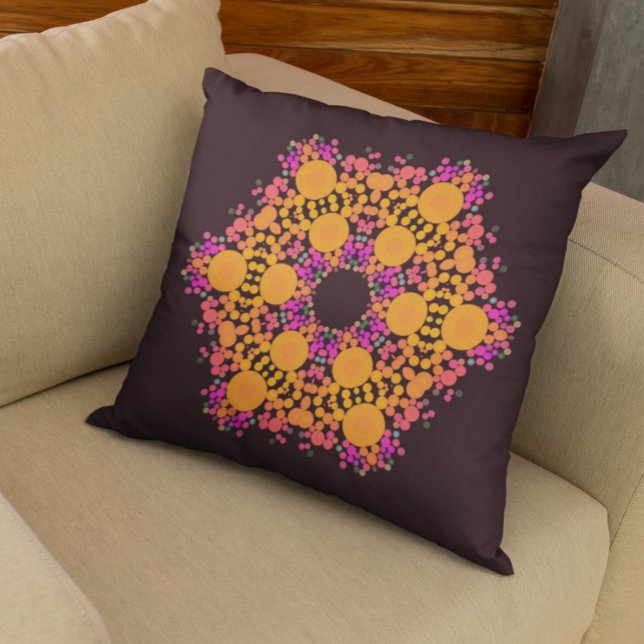 Dot Mandala Flower Orange and Pink Tote Bag Cushion (Creator Uploaded)