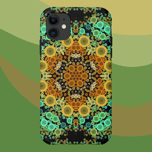 Dot Mandala Flower Orange Green and Blue iPhone 11 Case