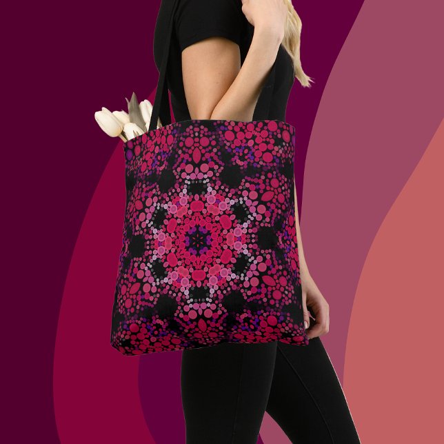 Dot Mandala Flower Pink and Purple Tote Bag (Creator Uploaded)